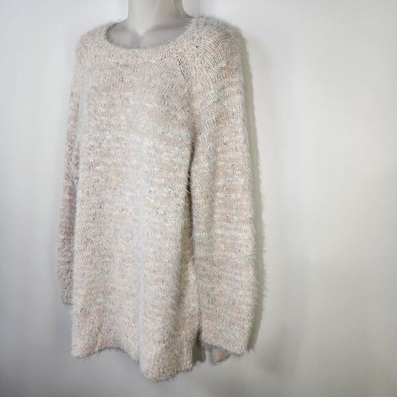 Lou & Grey Womens Sweater Large Long Sleeve Pullover Fuzzy Eyelash Knit Speckled - Picture 5 of 8